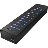 Icy Box – Active 13-port USB 3.0 hub, aluminium, black (IB-AC6113)