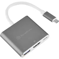 Silverstone 3.1 Gen1 USB-C -hubi, HDMI + USB-A + USB-C PD2.0 100W, hiilen harmaa