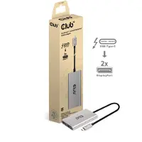 Club 3D CSV-1586 - Thunderbolt 3 -kaksois-DisplayPort-sovitin, hopea