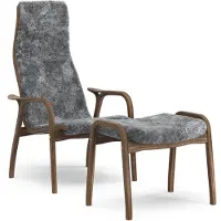 Swedese Lamino Nojatuoli Jalkajakkaralla Luonnonlakattu / Lampaannahka - Nojatuolit Pähkinäpuu Scandinavian Grey - 23001|V1154