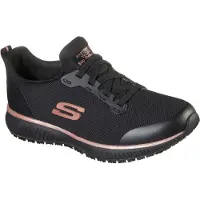 SKECHERS for woman. 77222EC Work Slip-Resistant Sneakers: Squad black (40), Flat, Laces, Casual, Sport