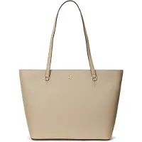 Ralph Lauren Crosshatch Leather Medium Karly Tote - Cream - ONE SIZE