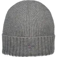 Gant Unisex. Shield Wool Beanie - Grey - ONE SIZE