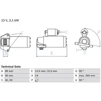 Bosch Starttimoottori - Ford - Mondeo, Transit. Jaguar - X-type