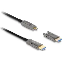 DeLOCK 86010, 30 m, HDMI-tyyppi A (vakio), HDMI-tyyppi D (mikro), 48 Gbit/s, Musta, Harmaa