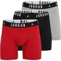 Jordan Bokserishortsit 'FLIGHT Cotton Core Boxer Briefs' meleerattu harmaa / punainen / musta / valkoinen