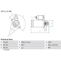Bosch Starttimoottori - Toyota - Aygo. Peugeot - 107. Citroen - C1