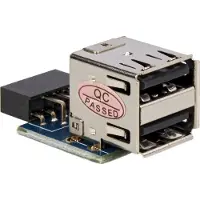 DeLOCK 1 x 9-pin 2.54 mm/2 x USB 2.0-A, 1 x 9-pin 2.54 mm, 2 x USB 2.0-A, Musta, Sininen, Hopea (41825)