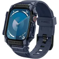 Spigen Rugged Armor Pro, Kotelo, Älykello, Laivasto, Apple, Apple Watch 10 (42mm), Termoplastinen polyuretaani (TPU)