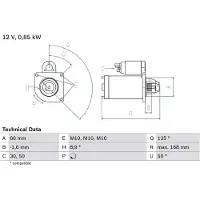 Bosch Starttimoottori - Renault - Clio, Megane, Kangoo, Scenic, Laguna, Megane scénic. Nissan - Kubistar