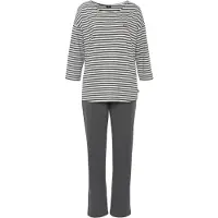 H.I.S. Pyjama tummanharmaa / valkoinen