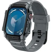 Spigen Rugged Armor Pro, Box, SmartWatch, Tummanharmaa, Apple, Apple Watch 10 (46mm), Termoplastinen polyuretaani (TPU)