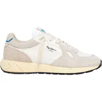 Pepe Jeans for man. PMS60036 Marlon Divided leather trainers white, grey (46), Flat, Suede, Laces, Casual