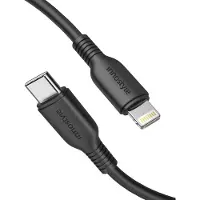 Innostyle JAZZY USB-C LIGHTNING MFI PIKALATAUSKAAPELI IPHONE KEVLAR 1M MUSTA