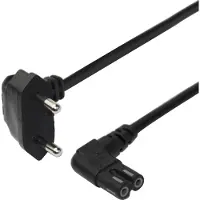 Deltaco – Power cord CEE 7/16 - C7 angled, 1,5m, black (1902299)