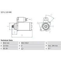 Bosch Starttimoottori - Audi - A4, A6. Skoda - Superb. Seat - Exeo