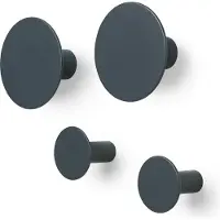 Blomus Set Of 4 Wall Hooks - Ø 8,5 Cm / Ø 5 Cm - Ponto - Gunmetal - Blue - L 8.5CM