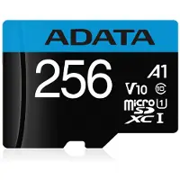 ADATA Premier 256 Gt MicroSDXC UHS-I U1 V10 A1 -muistikortti + SD-adapteri, musta