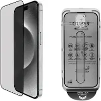 GUESS iPhone 16 2.5D yksityisyyden suoja karkaistu lasi näytönsuoja - 9H - musta reuna