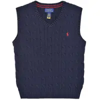 Ralph Lauren for boy. 323702300026 Cable knit cotton vest in navy blue ((XL) 13/14años= 163/174cm), Casual, children's fashion