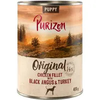 Purizon 24x400g Original Puppy kanafilee, Black Angus -nauta & kalkkuna koiran märkäruoka