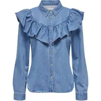 ONLY Onlindigo Ls Frill Dnm Shirt Qyt Noos - Blue - L