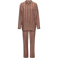 LASCANA Pyjama ruskea / viininpunainen / vaalea pinkki / valkoinen