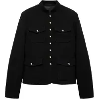 Mango Jacket Pockets With Button Detail - Black - XS
