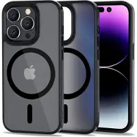 TechProtection iPhone 14 Pro Magmat Kotelo - MagSafe-yhteensopiva - Matta Musta