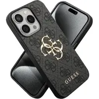 GUESS iPhone 15 Pro 4G Big Metal Logo Hybridikotelo - Harmaa