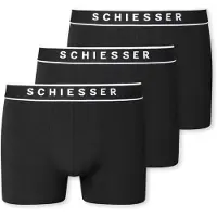 Schiesser 3-Pack Shorts With Woven Elastic Waistband, Black - 95/5 - Black - L