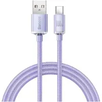 Baseus Crystal Shine USB-A / USB-C-kaapeli - 1.2m, 100W - Violetti