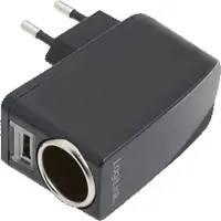Logilink PA0046, Sisätila, Tupakansytytin, USB, 5 V, Musta