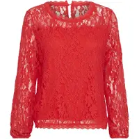 Cream Crkit Lace Ls Blouse - Red - XS