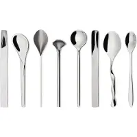 Alessi Set Of 8 Coffee Spoons In 18/10 Stainless Steel, Mirror-Polished - Silver - ONE SIZE