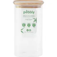 SmartaSaker Lasipurkki bambukannella 1,4 L, Pebbly