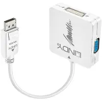 Lindy 41028, DisplayPort, DVI-D + VGA (D-Sub) + HDMI, Uros, Naaras, 3840 x 2160 pikseliä, Musta