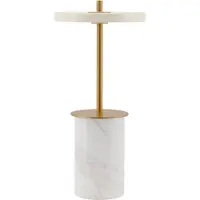 UMAGE LED-ladattava pöytävalaisin Asteria Move Mini, valkoinen 26 cm IP44 himmennettävä, Valkoinen/opaali, Olohuone/ruokailutila, Kivi, Design