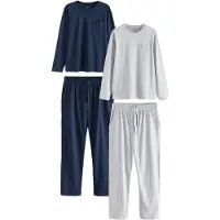 Next Pitkä pyjama laivastonsininen / meleerattu harmaa