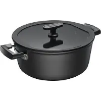 Fiskars Hard Face Casserole 5L W/Lid - Black - 5 L