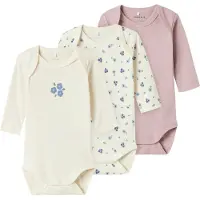 Name it Nbfbody 3P Ls Jet Stream Flower Noos - Beige - 56