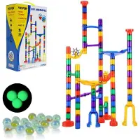 Vevor Marble Run -setti, 110-osainen marmorilabyrintti-rakennuspalikka-aivopeli, 10 pimeässä hohtavaa marmoria + 20 lasimarmoria, opettavaiset oppimisradan STEM-lelut, lapsille, pojille, tytöille 3-vu