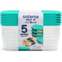 Sistema Kolmiosainen ruokarasia 5-pakkaus 1,9 l, Sistema