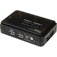 StarTech.com 2-porttinen USB VGA KVM -kytkinsarja, ääni ja kaapelit - Näppäimistö-hiiri -näyttökytkin - musta (SV211KUSB)