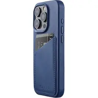 Mujjo Full Leather Wallet, iPhone 15 Pro -lompakkokotelo, Sininen