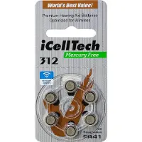 ICellTech – 312 PR41 Zinc-air batteries for hearing aid devices, Mercury Free, 1.45V 6-Pack