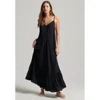 Superdry for woman. W8011294A Long black strapless dress (M), Casual, Viscose, Sleeveless / Straps