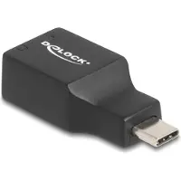 DeLOCK 67128, 1 x USB 2.0 C, 2 x 3.5 mm, Musta