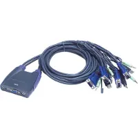 Aten KVM-kytkin, 1 pääte ohjaa 4 tietokonetta, VGA, USB ja ääni, sininen