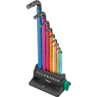 Wera 950/9 Hex-Plus Moniväriset 3 6 sisäpuolista Avainsarja kulmapäiset pulttipäät 1.5 mm, 2 mm, 2.5 mm, 3 mm, 4 mm, 5 mm, 6
